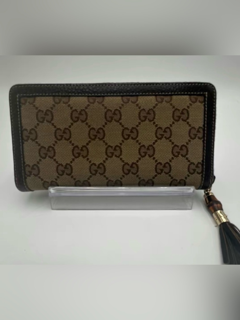 Gucci Tan & Dark Brown GG Supreme Wallet w/ COA & Box